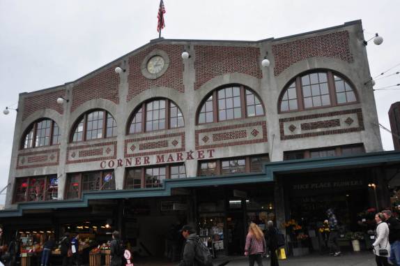 Entrada do Pike Public Market, em Seattle, no estado de Washington, nos Estados Unidos